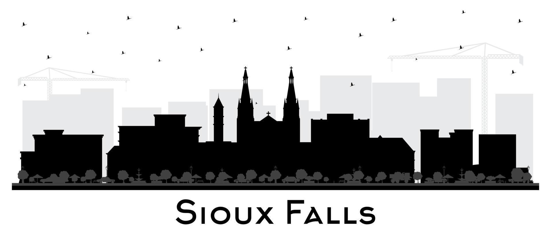 sioux chutes Sud Dakota ville horizon silhouette avec noir bâtiments isolé sur blanche. vecteur illustration. sioux chutes Etats-Unis paysage urbain avec Repères.