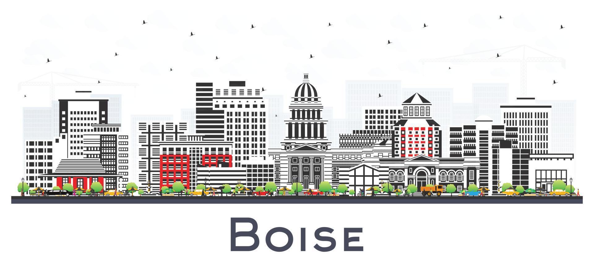 boise Idaho ville horizon avec Couleur bâtiments isolé sur blanche. vecteur illustration. boise Etats-Unis paysage urbain avec Repères.