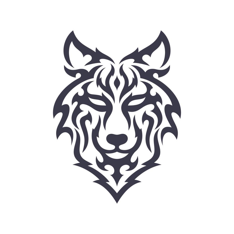 logo tête de loup tribal. conception de tatouage. illustration vectorielle de pochoir animal vecteur