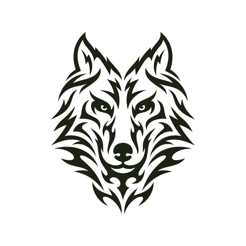 logo tête de loup tribal. conception de tatouage. illustration vectorielle de pochoir animal vecteur