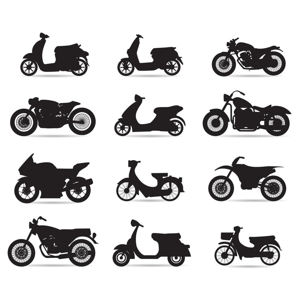 moto vecteur ensemble dans silhouette style