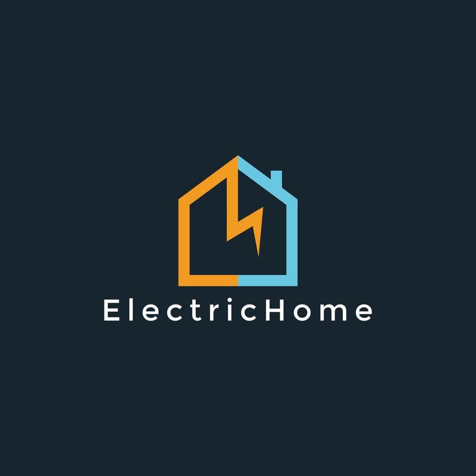 logo électrique, maison avec combinaison de tonnerre, modèle de logo de conception électrique, illustration vectorielle vecteur