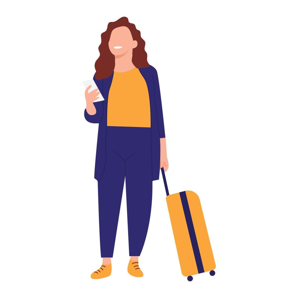 illustration de une femme porter une valise à la recherche pour un adresse vecteur