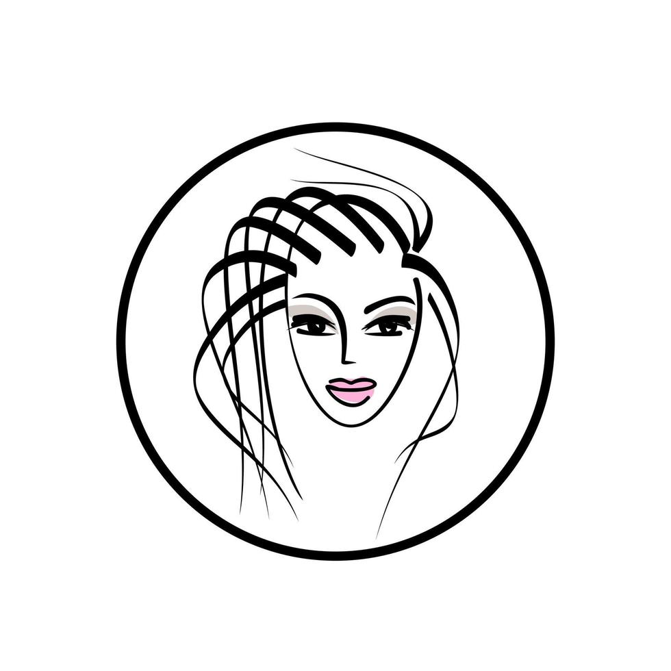 beauté logo. beauté salon icône. fille visage portrait icône. cosmétologie emblème. vecteur