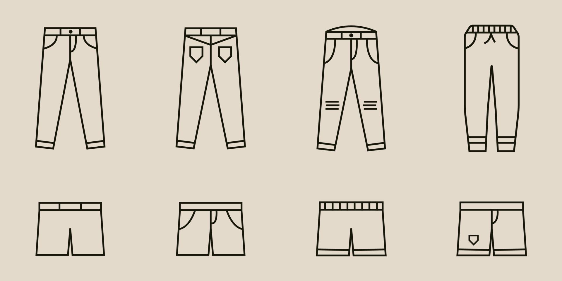 ensemble paquet un pantalon avec ligne art style logo vecteur icône conception. affaires symbole modèle illustration