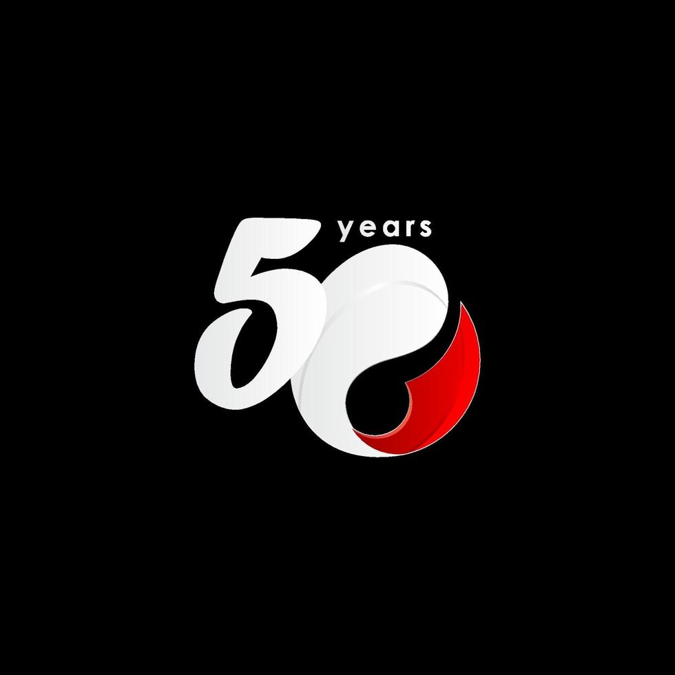 50 ans anniversaire célébration numéro illustration de conception de modèle de vecteur rouge et blanc