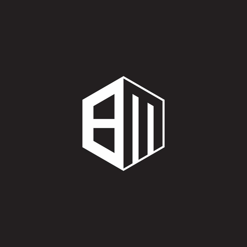 bm logo monogramme hexagone avec noir Contexte négatif espace style vecteur