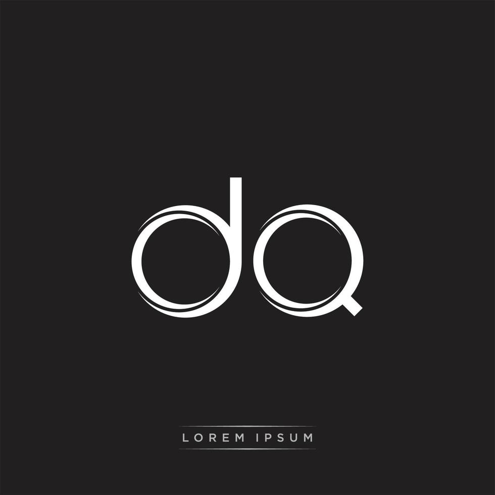 dq initiale lettre Divisé minuscule logo moderne monogramme modèle isolé sur noir blanc vecteur