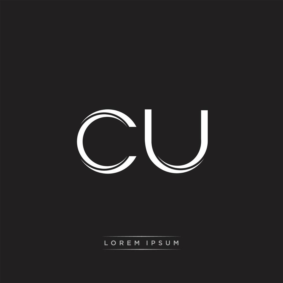 cu initiale lettre Divisé minuscule logo moderne monogramme modèle isolé sur noir blanc vecteur