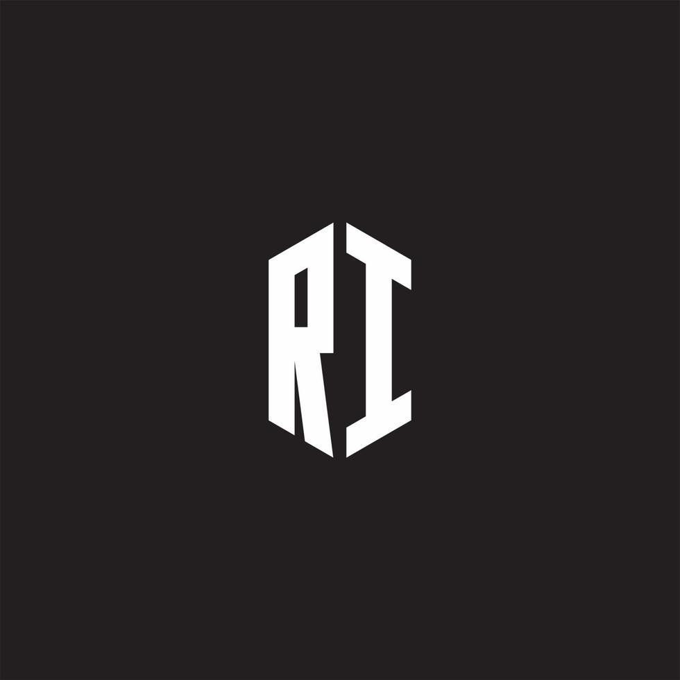 ri logo monogramme avec hexagone forme style conception modèle vecteur