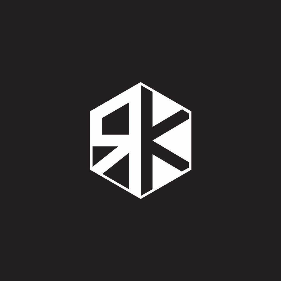 rk logo monogramme hexagone avec noir Contexte négatif espace style vecteur