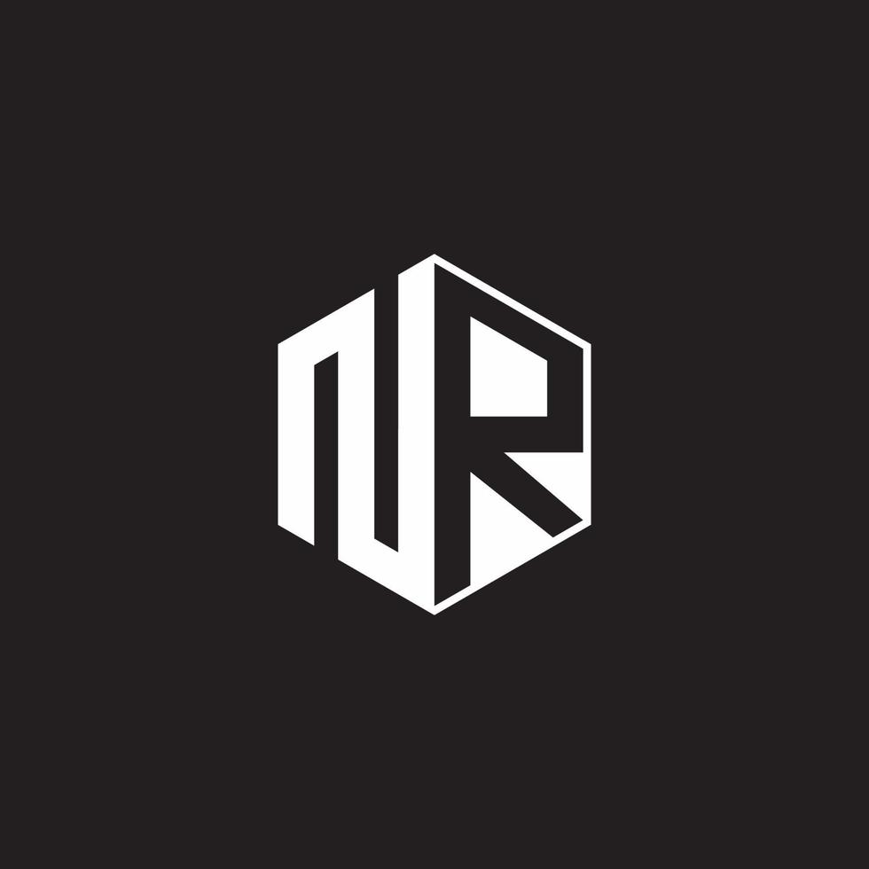 nr logo monogramme hexagone avec noir Contexte négatif espace style vecteur