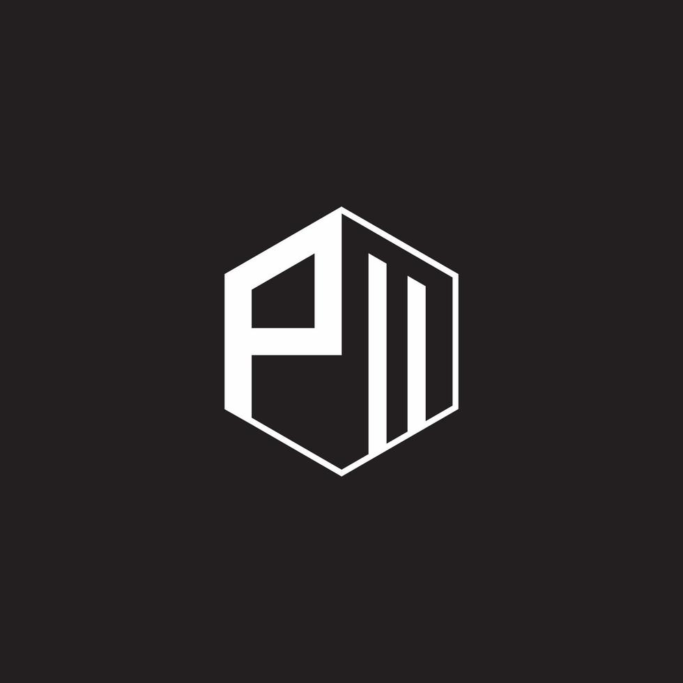 pm logo monogramme hexagone avec noir Contexte négatif espace vecteur