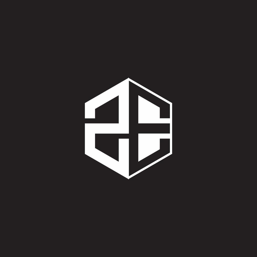 ze logo monogramme hexagone avec noir Contexte négatif espace style vecteur