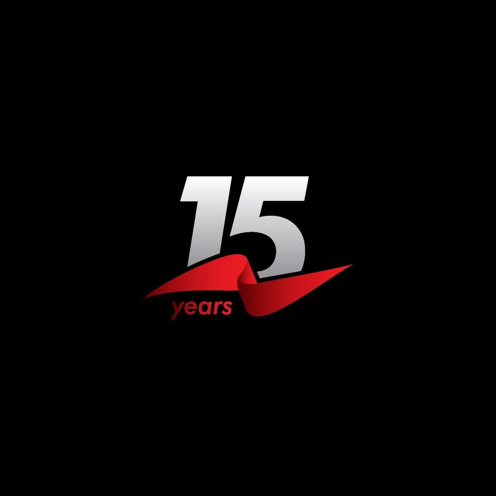 15 ans anniversaire célébration blanc noir ruban rouge vector illustration de conception de modèle