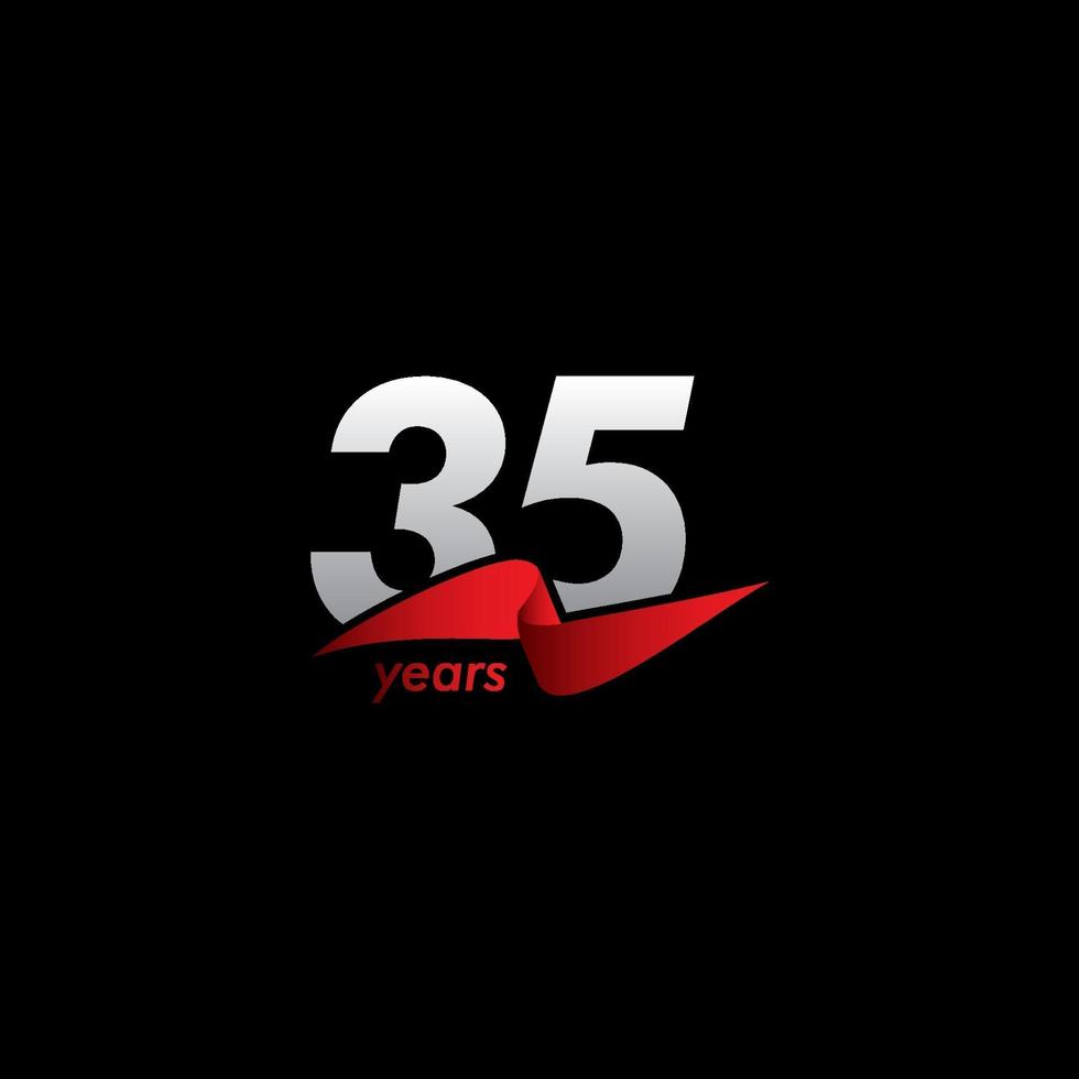 35 ans anniversaire célébration blanc noir ruban rouge vector illustration de conception de modèle