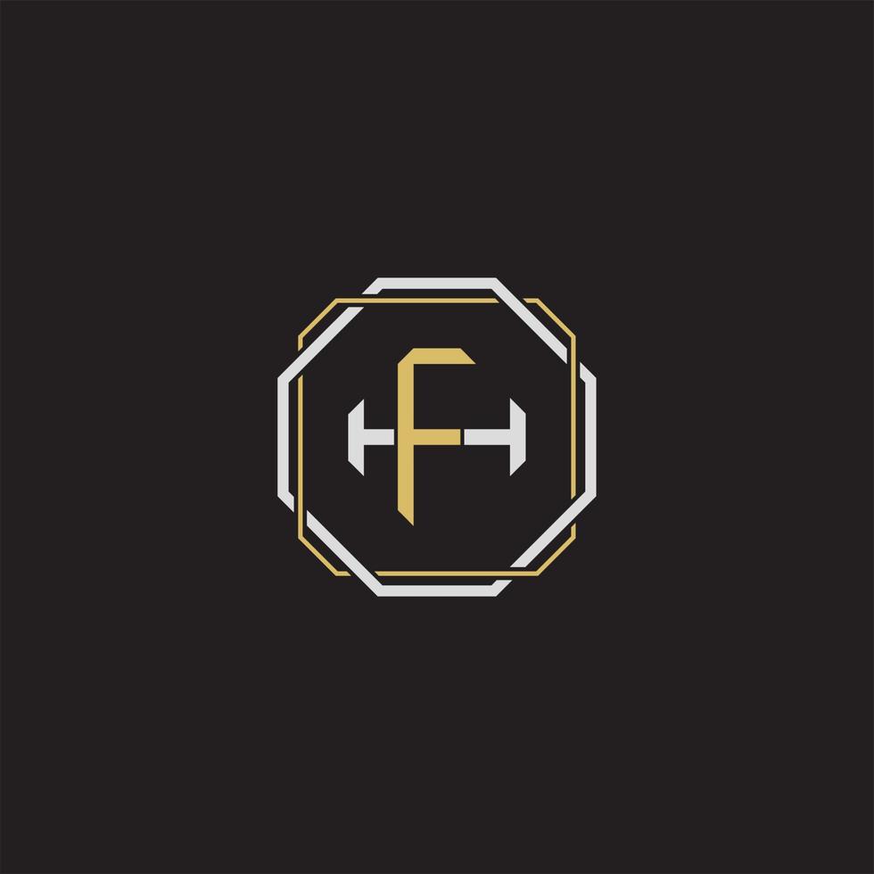 fh initiale lettre chevauchement verrouillage logo monogramme ligne art style vecteur