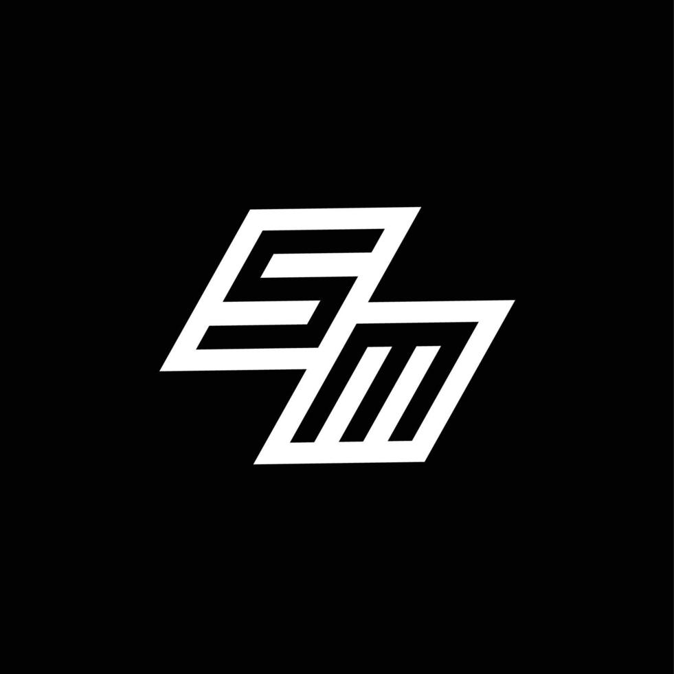 sm logo monogramme avec en haut à vers le bas style négatif espace conception modèle vecteur