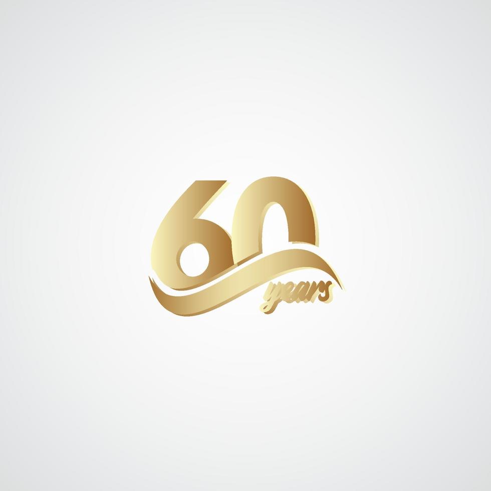 60 ans anniversaire célébration élégant logo or vector illustration de conception de modèle