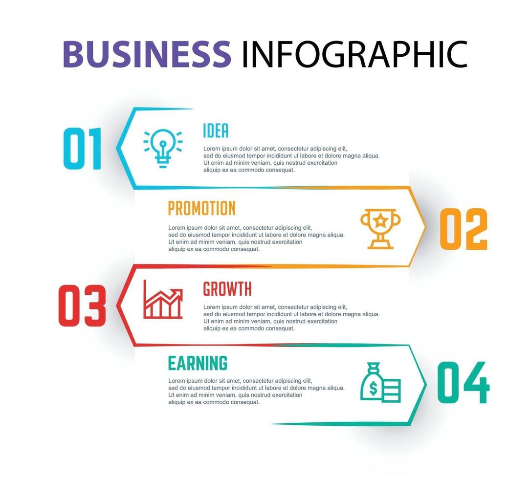 modèle d'élément infographique d'entreprise, modèle de processus d'étape vecteur