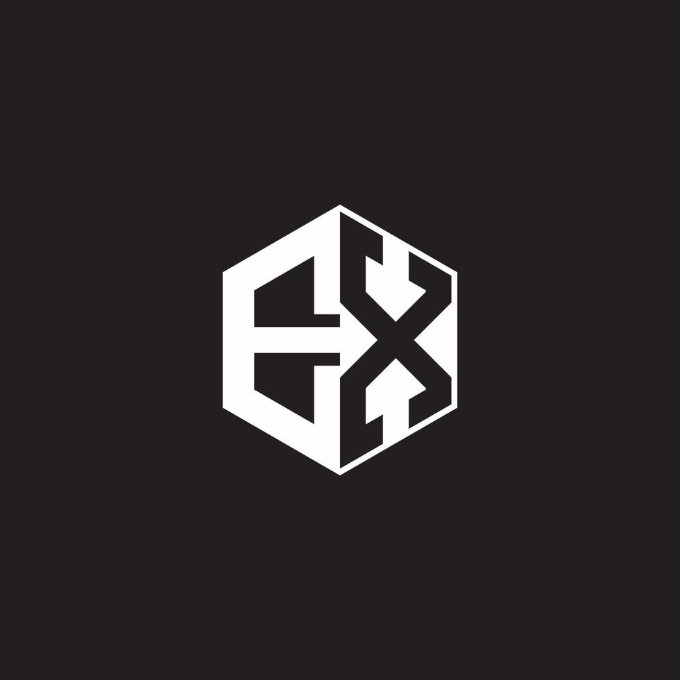 ex logo monogramme hexagone avec noir Contexte négatif espace style vecteur