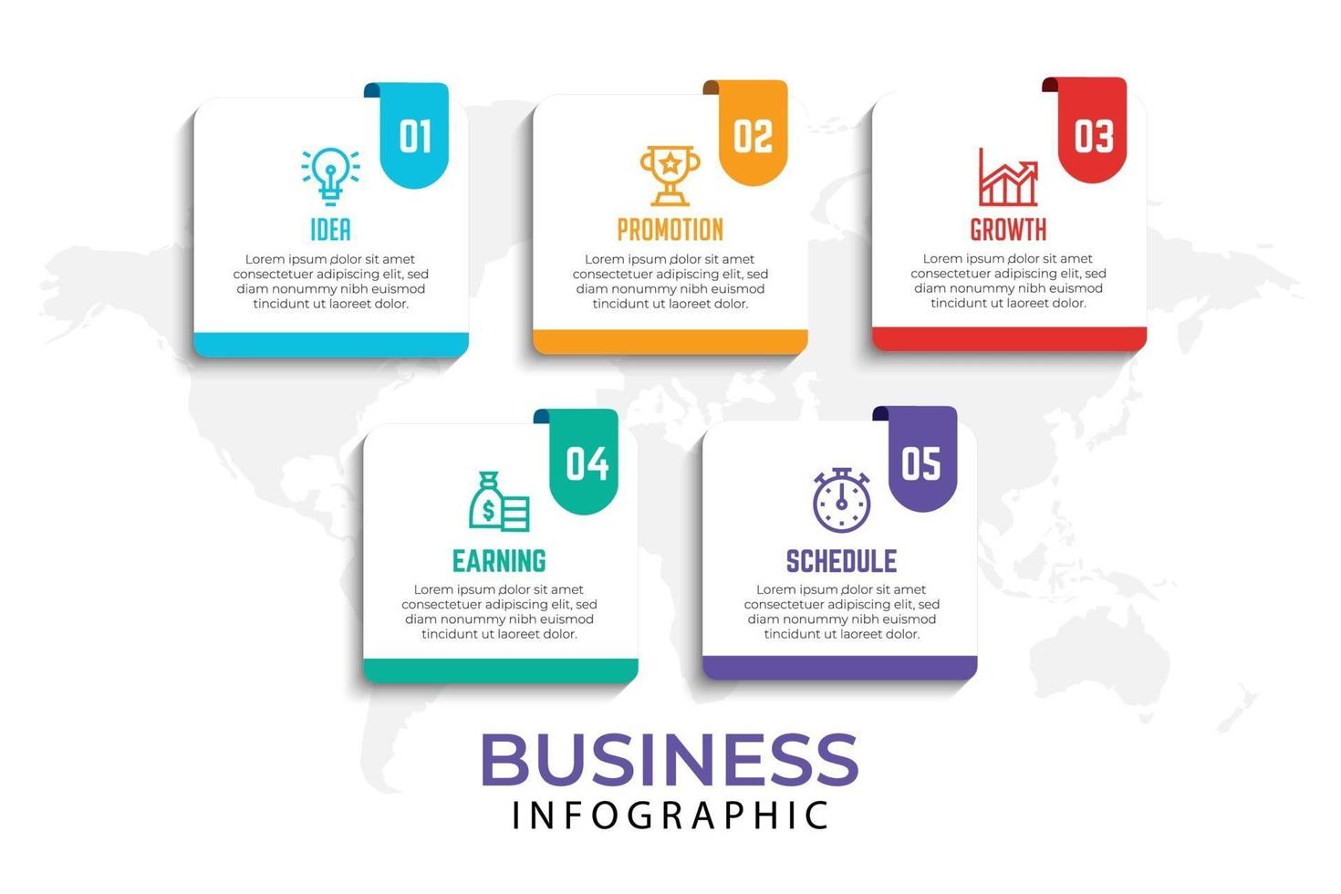 modèle d'élément infographique d'entreprise, modèle de processus d'étape vecteur