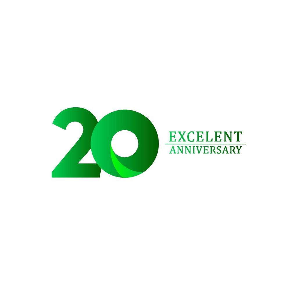 20 ans excellent anniversaire célébration logo vert vector illustration de conception de modèle