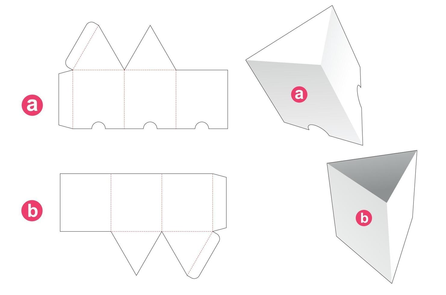 boîte de forme triangulaire avec couvercle gabarit découpé vecteur