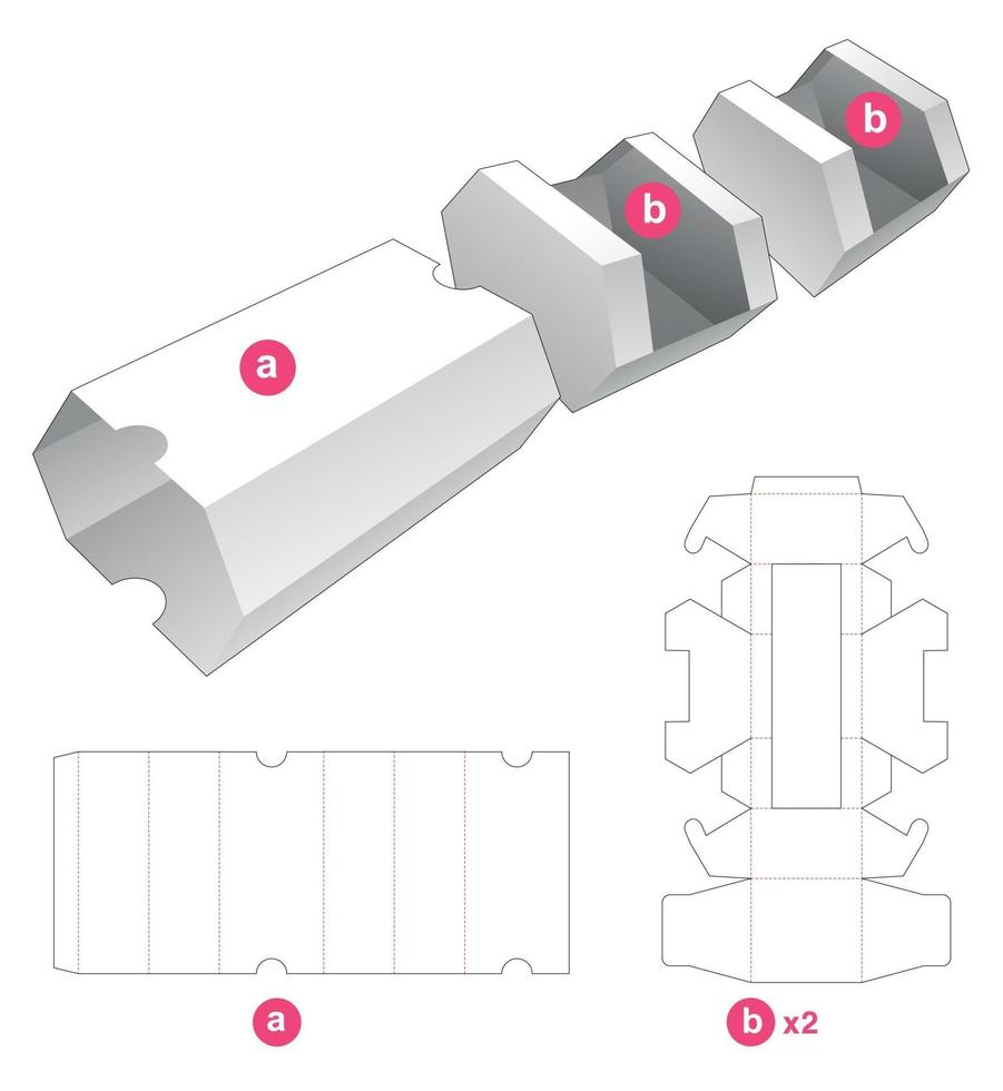 plateau double de forme hexagonale avec couvercle gabarit découpé vecteur