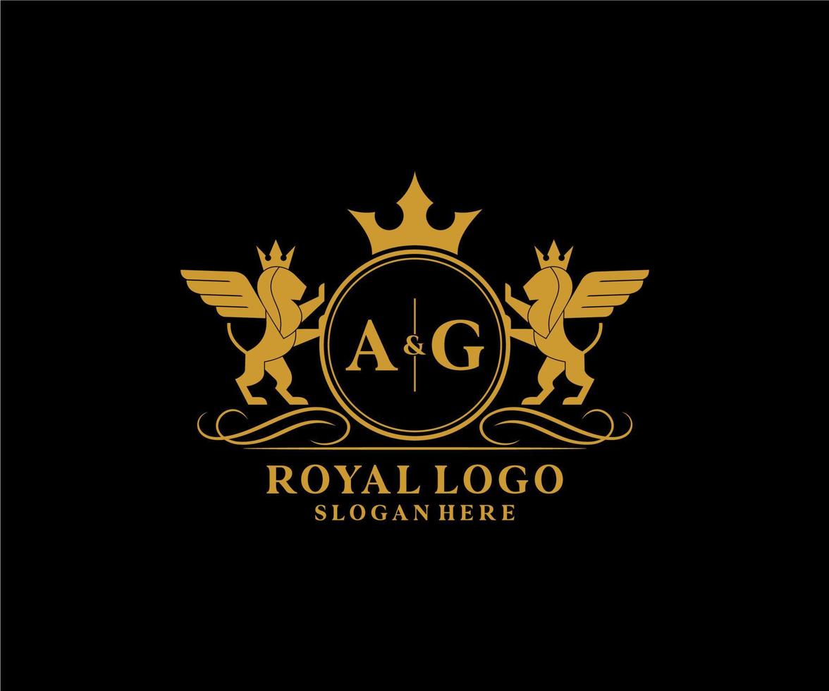 initiale ag lettre Lion Royal luxe héraldique, crête logo modèle dans vecteur art pour restaurant, royalties, boutique, café, hôtel, héraldique, bijoux, mode et autre vecteur illustration.