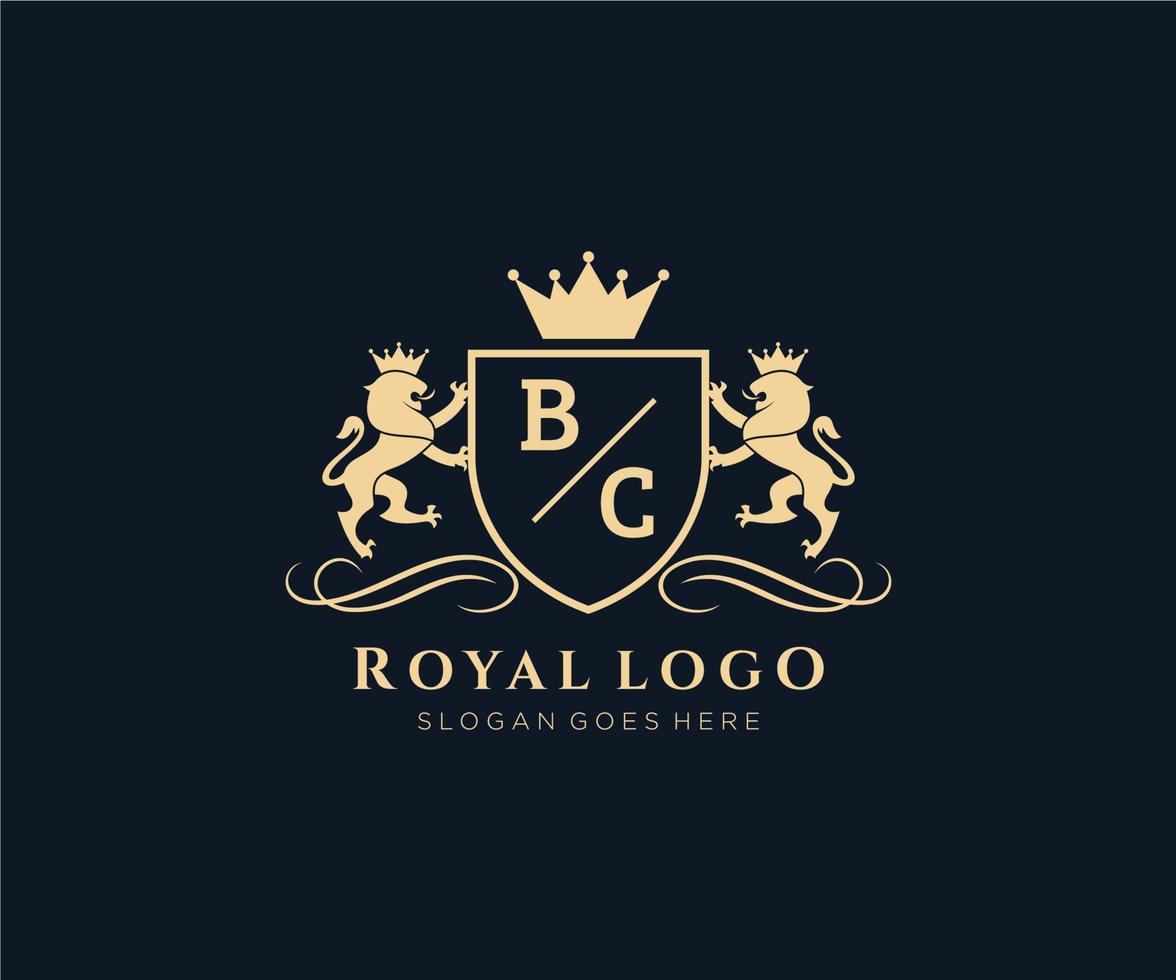 initiale avant JC lettre Lion Royal luxe héraldique, crête logo modèle dans vecteur art pour restaurant, royalties, boutique, café, hôtel, héraldique, bijoux, mode et autre vecteur illustration.