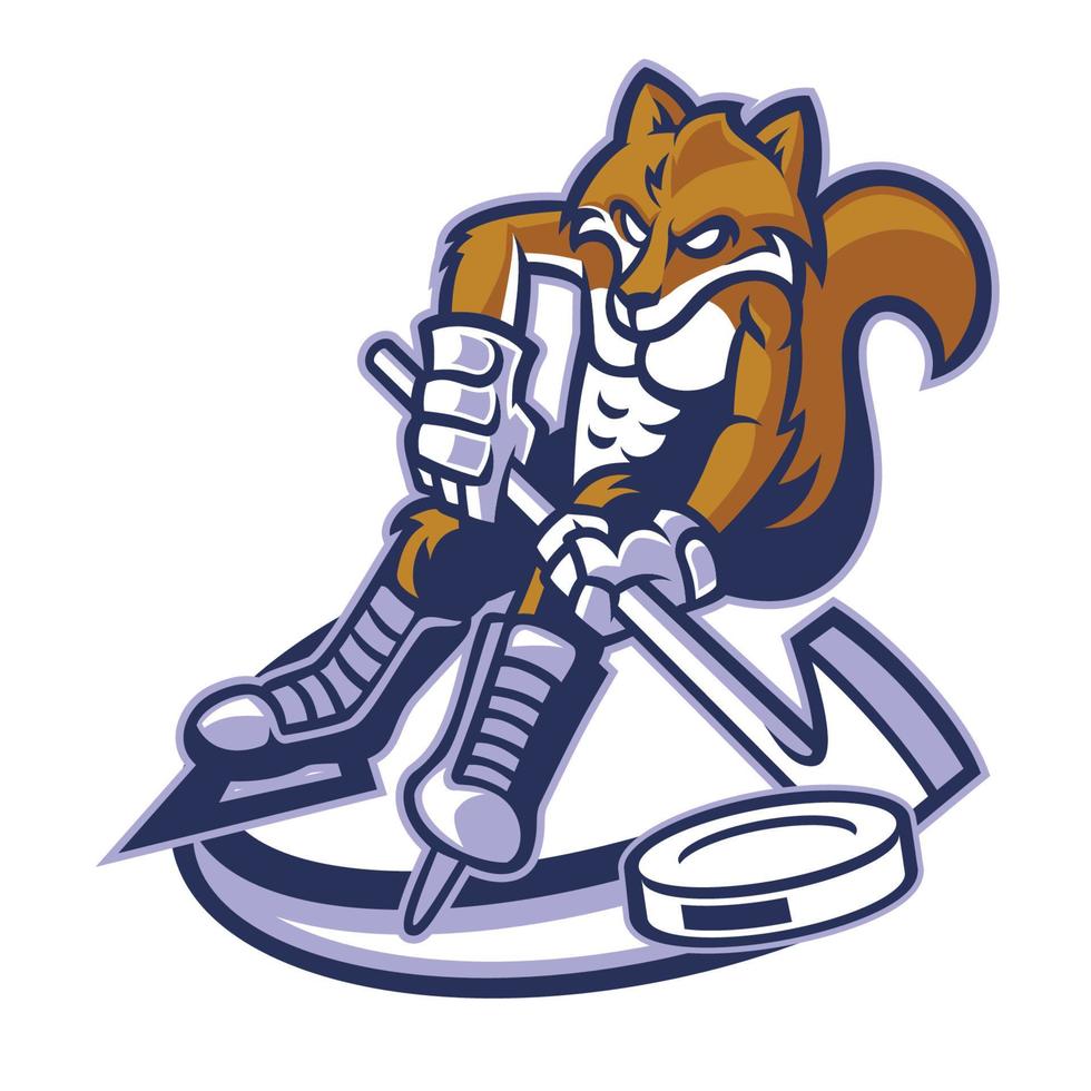 Renard la glace le hockey mascotte vecteur