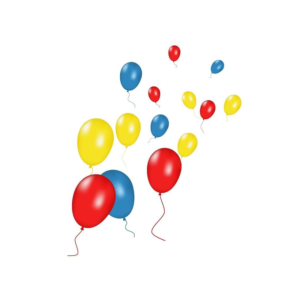 composition de couleurs de ballons réalistes de vecteur isolé sur fond blanc. ballons isolés. pour les cartes de voeux d'anniversaire ou d'autres modèles