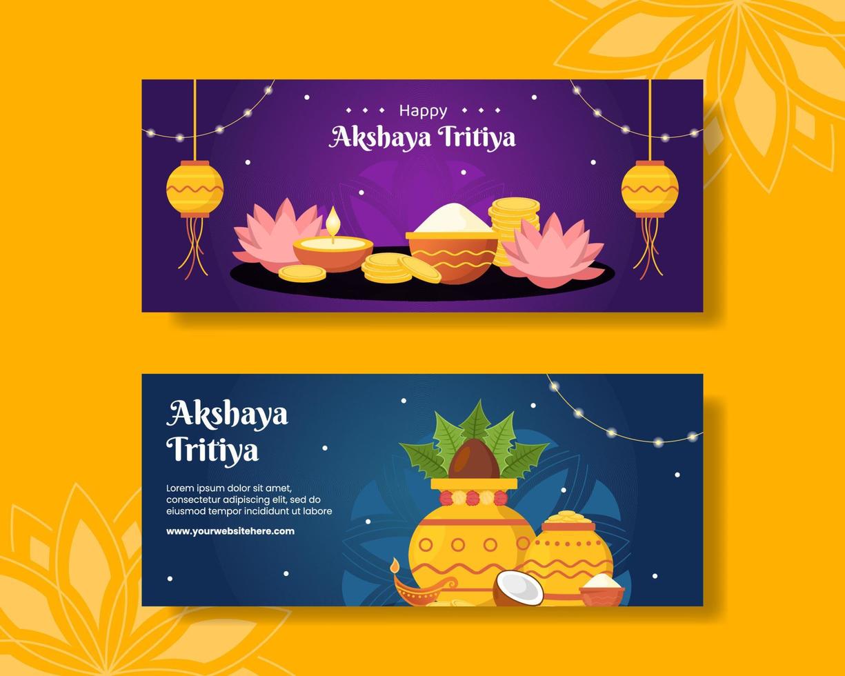 akshaya tritiya Festival horizontal bannière plat dessin animé main tiré modèles Contexte illustration vecteur