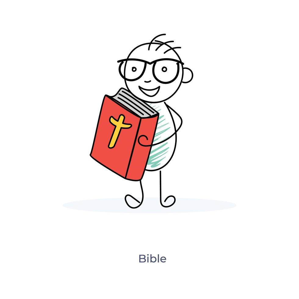 dessin animé, garçon, tenue, bible vecteur