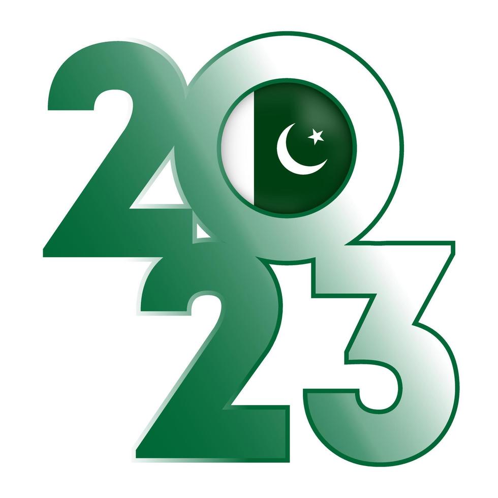 content Nouveau année 2023 bannière avec Pakistan drapeau à l'intérieur. vecteur illustration.