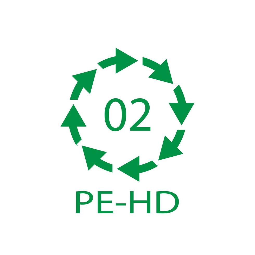 symbole d'icône en polyéthylène haute densité 02 pe-hd vecteur