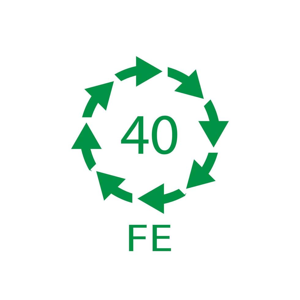 symbole de recyclage du plastique fe 40, emballage en plastique. illustration vectorielle vecteur