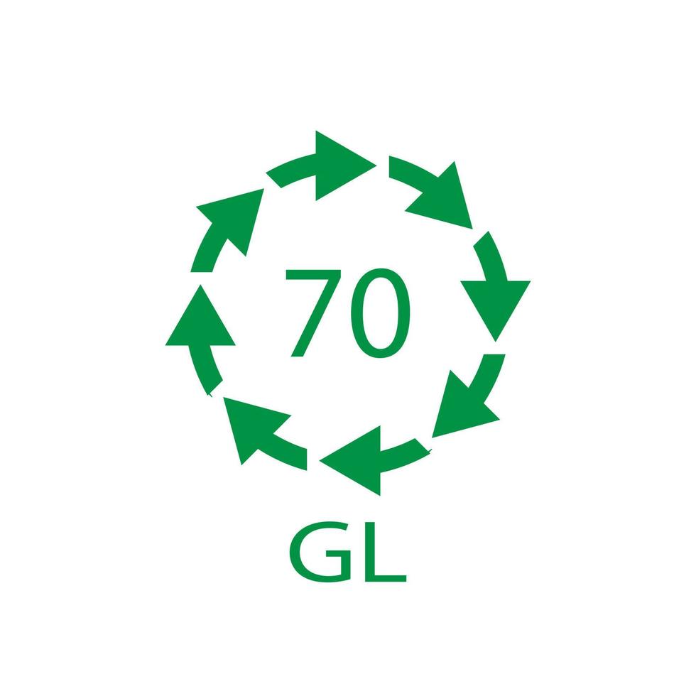 verre recyclage code 70 gl. illustration vectorielle vecteur