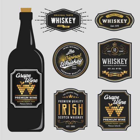 design des étiquettes de marques de whisky premium premium vecteur