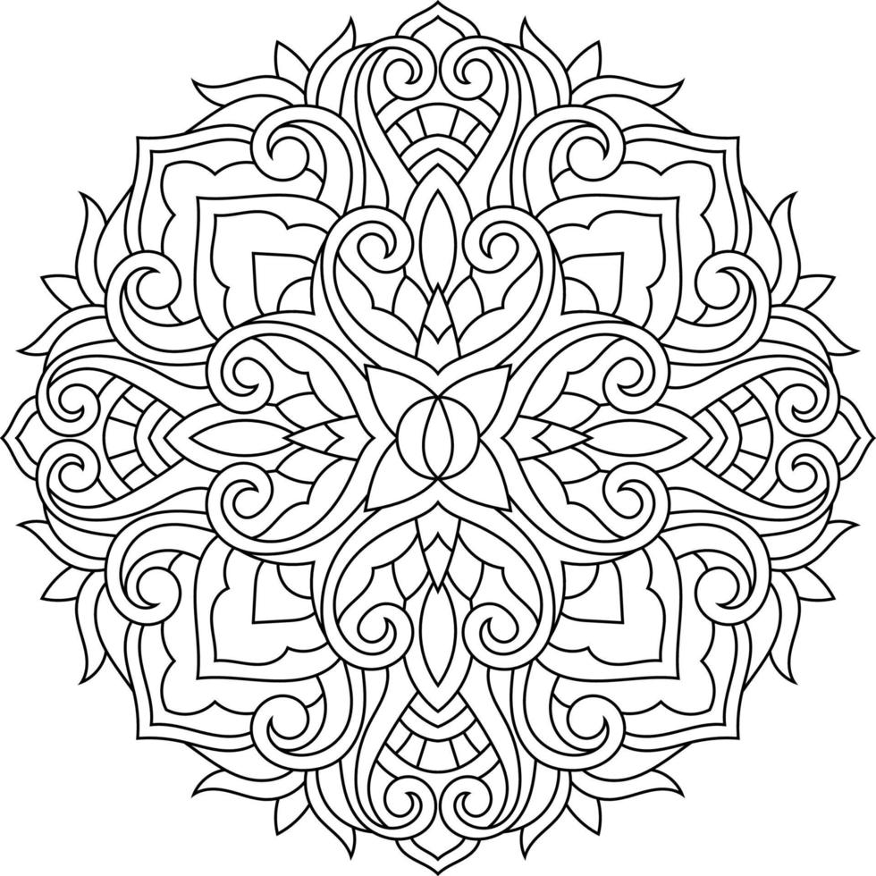 Inde mandala vecteur ligne art, coloration page livre