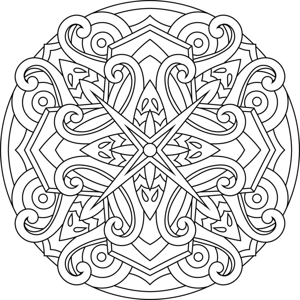 noir et blanc mandala vecteur illustration, modèle coloration page