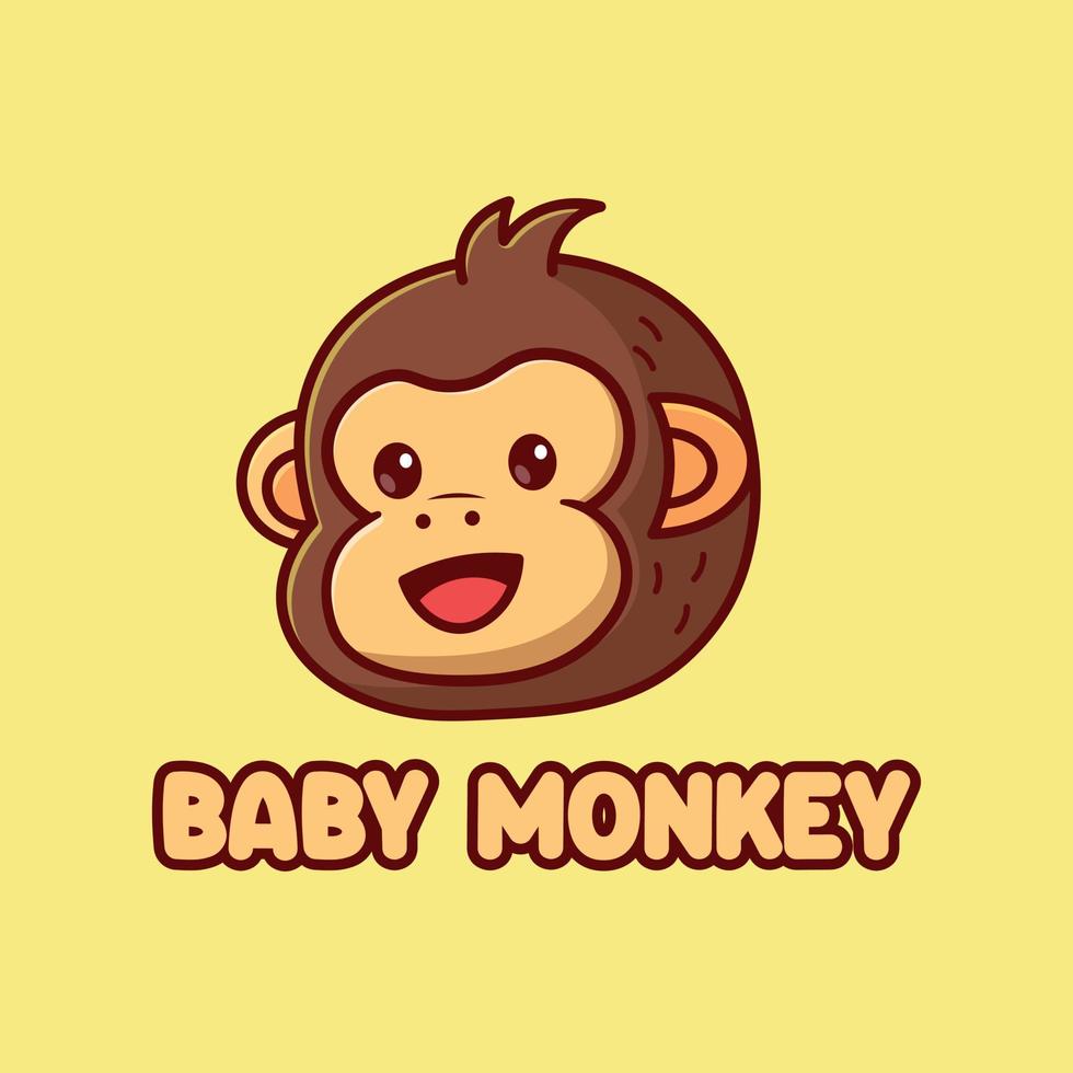 mignonne bébé singe tête dessin animé logo vecteur illustration