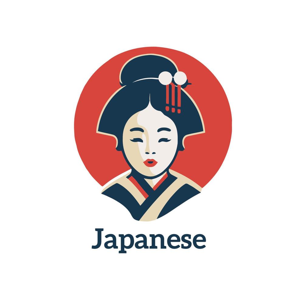 Japonais femme vecteur logo conception modèle. geisha illustration.