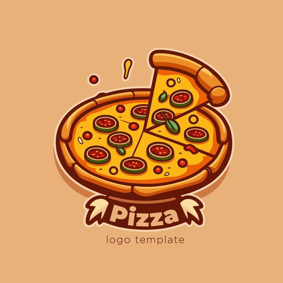 Pizza logo. vecteur illustration de une Pizza sur une lumière Contexte.