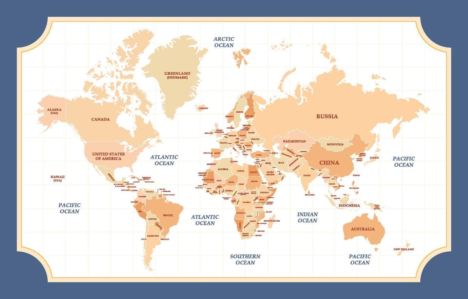 monde carte avec pays Nom Contexte vecteur
