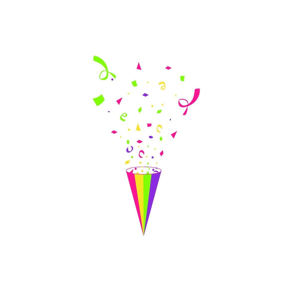 confettis de vecteur. illustration festive. popper de fête isolé sur fond blanc vecteur
