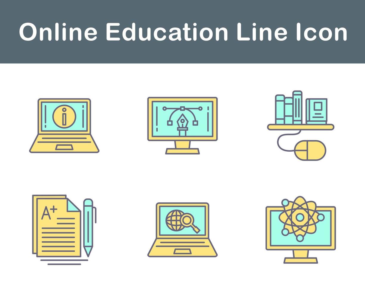 jeu d'icônes vectorielles de l'éducation en ligne vecteur