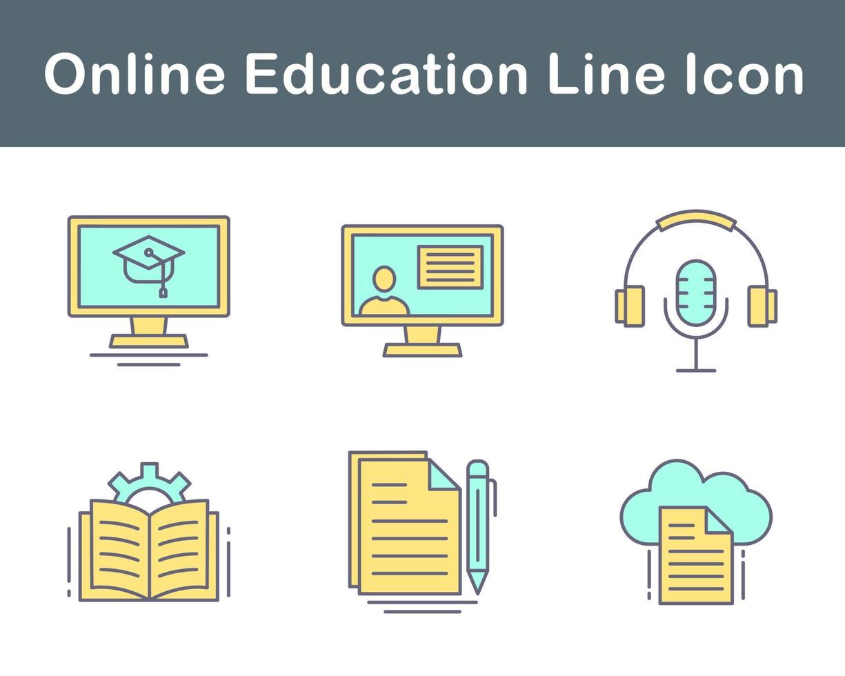 jeu d'icônes vectorielles de l'éducation en ligne vecteur