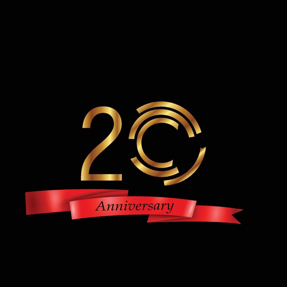 20 ans anniversaire célébration or fond noir couleur vector illustration de conception de modèle